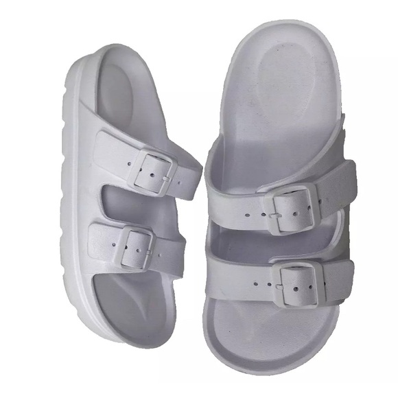 No Boundaries Women's Two Buckle Slide White Slip On Sandals 7 - Picture 5 of 9